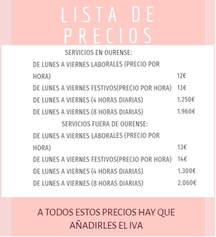 LISTA DE PRECIOS AYUDA A DOMICILIO