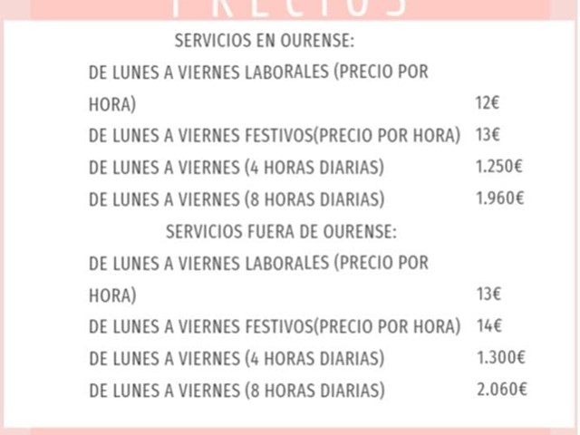 LISTA DE PRECIOS AYUDA A DOMICILIO